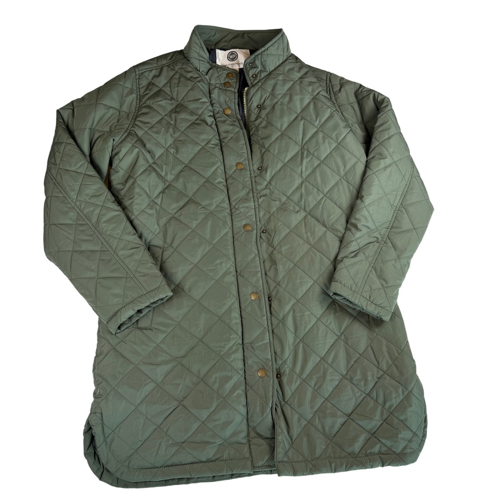 Weatherproof Womens Olive Green Diamond Quilted Barn Jacket Longline Coat Large